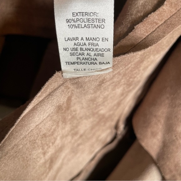 Flawless Women’s Long Sleeve Waterfall Zip Up Moto Jacket Tan Vegan Suede Small - Picture 4 of 10